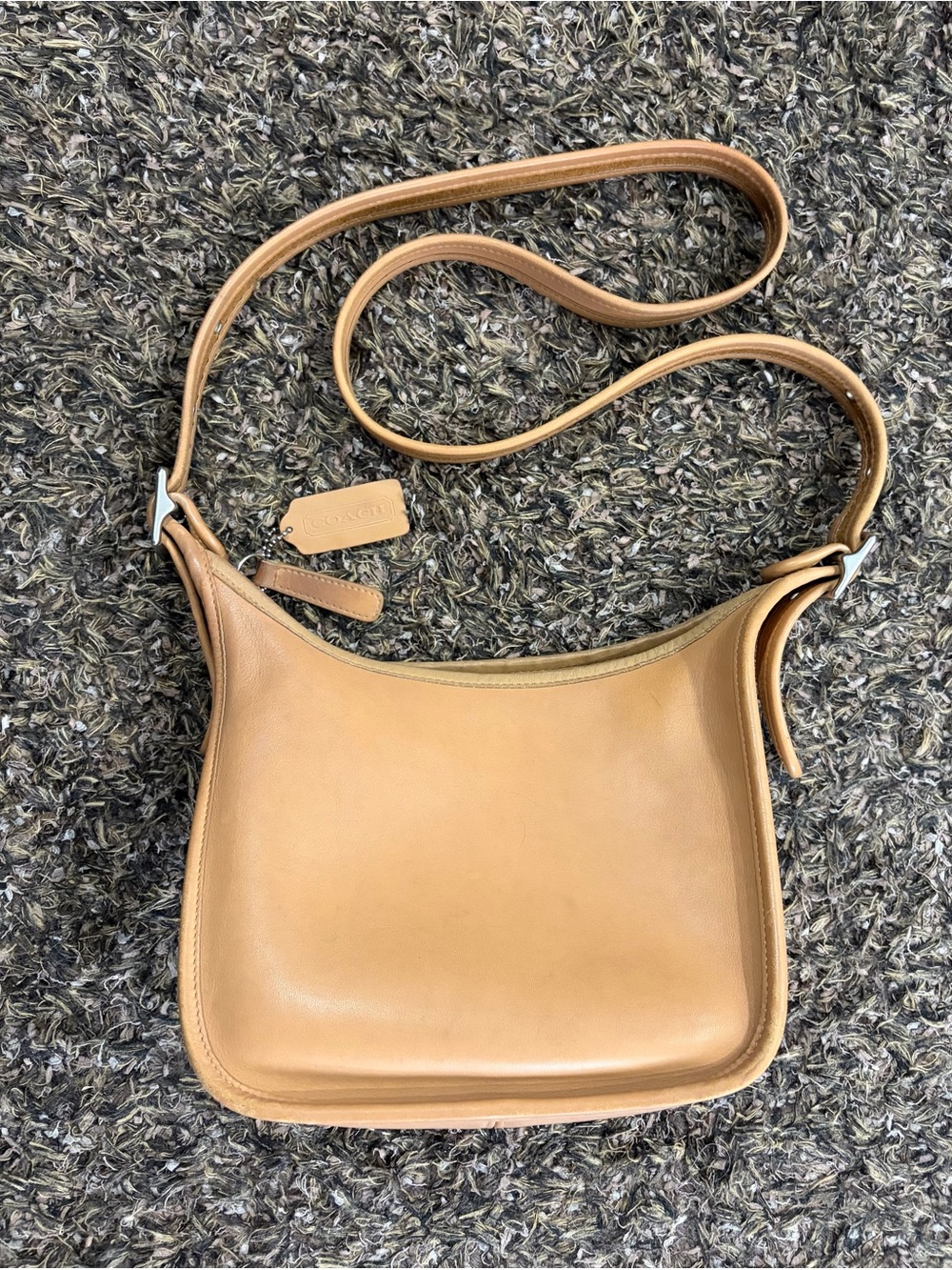 Coach Janice’s Legacy Vintage Camel Leather Shoulder Bag, Silver Hardware